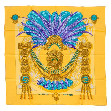 Hermes Blue Aztec Cashmere & Silk Scarf 